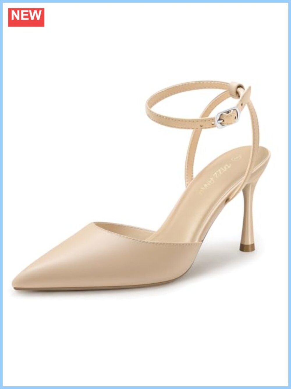 Women's High Heels Stiletto Pumps Faux Leather Mesh Rhinestone Ankle Strap